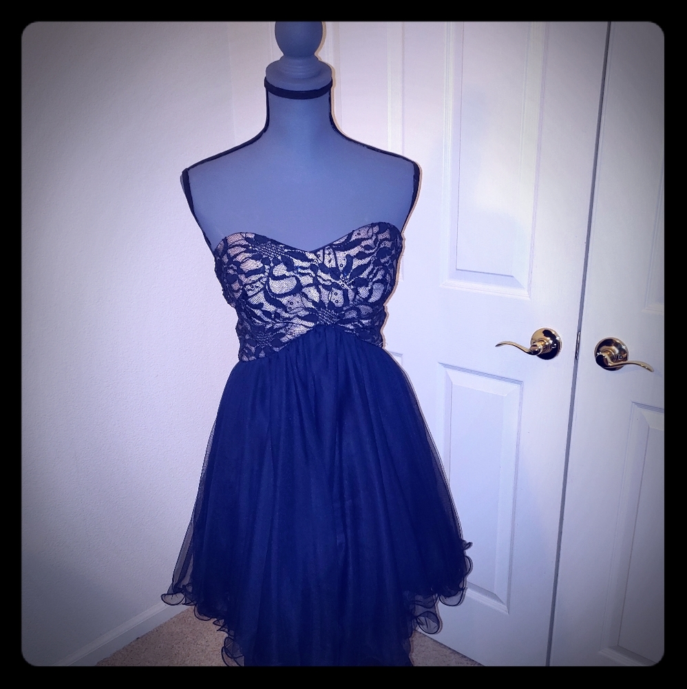 Lace and Tulle Strapless Dress by Blondie Nites